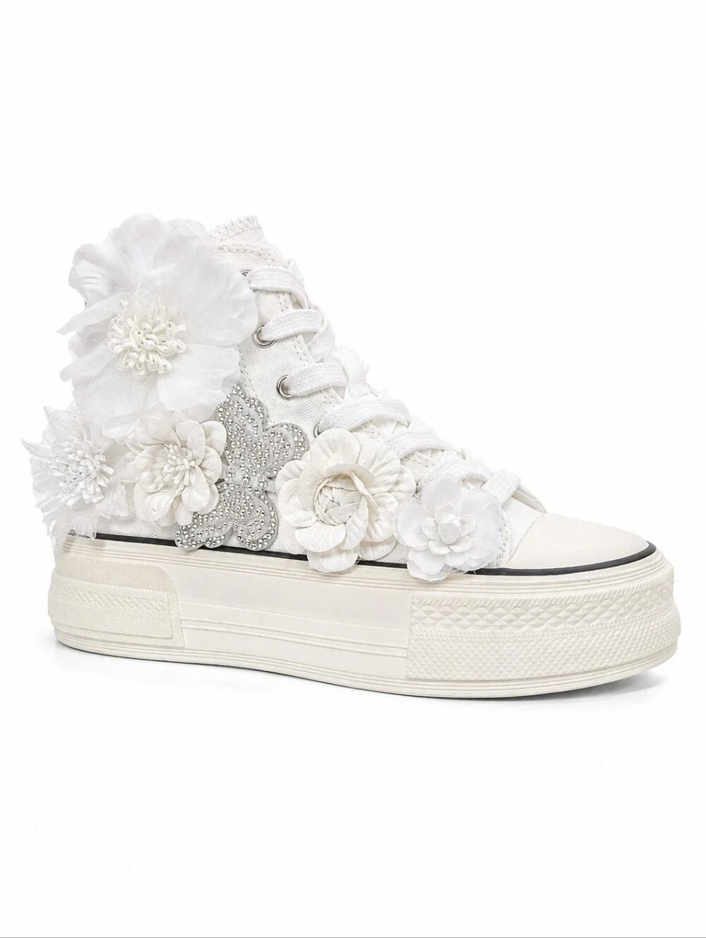 AZALEA WANG PENNY LANE HIGHTOP FLOWER EMBELLISHED SNEAKERS Women's Size 11 NEW